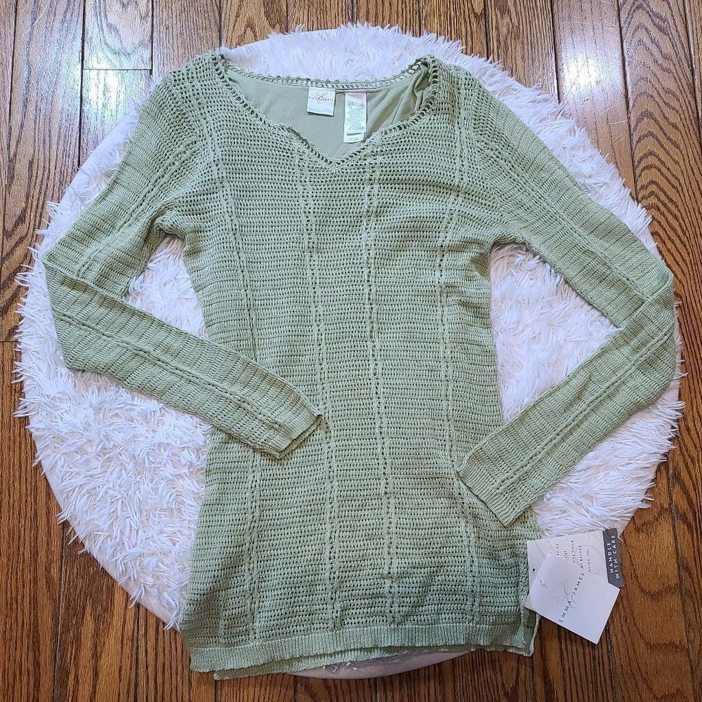 🤑NWT Emma James Women's Green Long Sleeve Knit Top